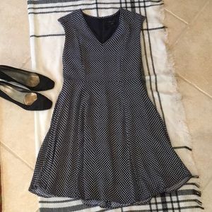 Ann Taylor Dress Casual Polka Dot Navy Design